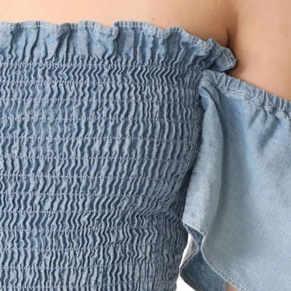 Fathers Daughter Emma Tube Chambray Crop Top Size XS Blue 14417 - Picture 4 of 10